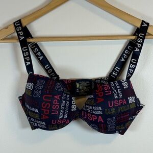 U.S. Polo Assn. Women’s Navy Monogrammed Push-Up Padded Bra, Size 36C